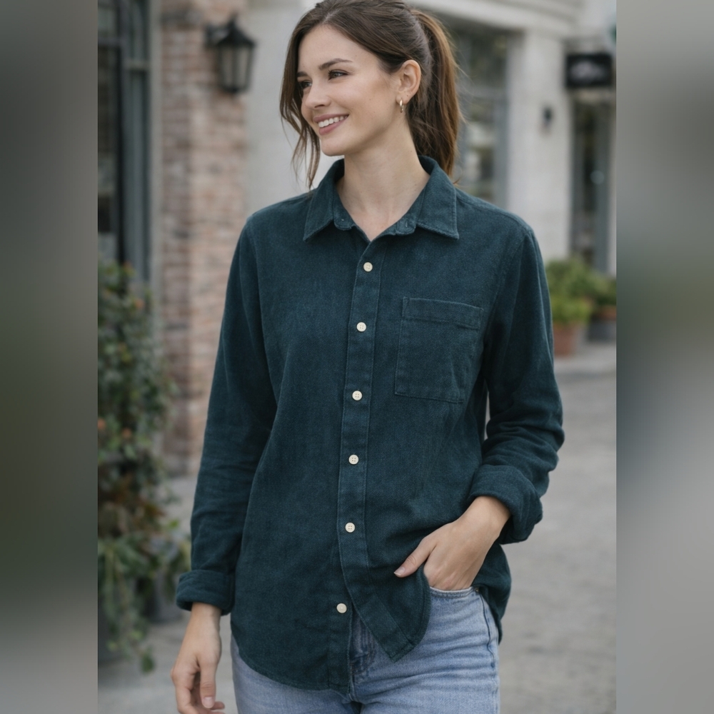 100% Cotton Madewell Dark Green Button Down Shirt Sz:S (0081)